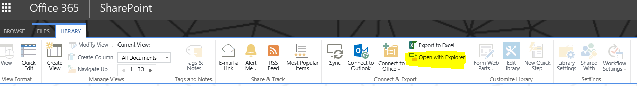 Open with Explorer Sharepoint